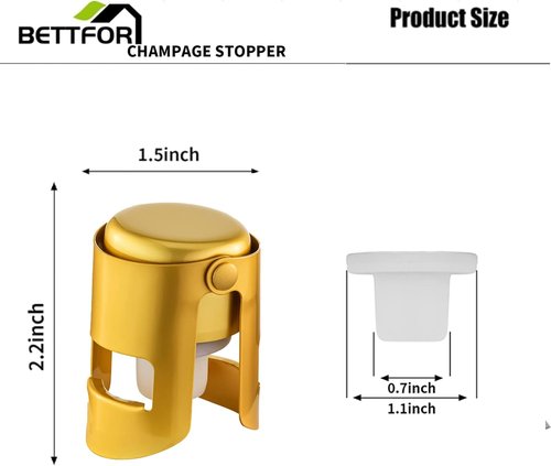 Champagne Stoppers with Stainless Steel Champagne Saver with Food Grade Silicone Leak proof Keep Fresh Suitable for Champagne, Cava, Prosecco and Sparkling (Gold, 3 Pack)