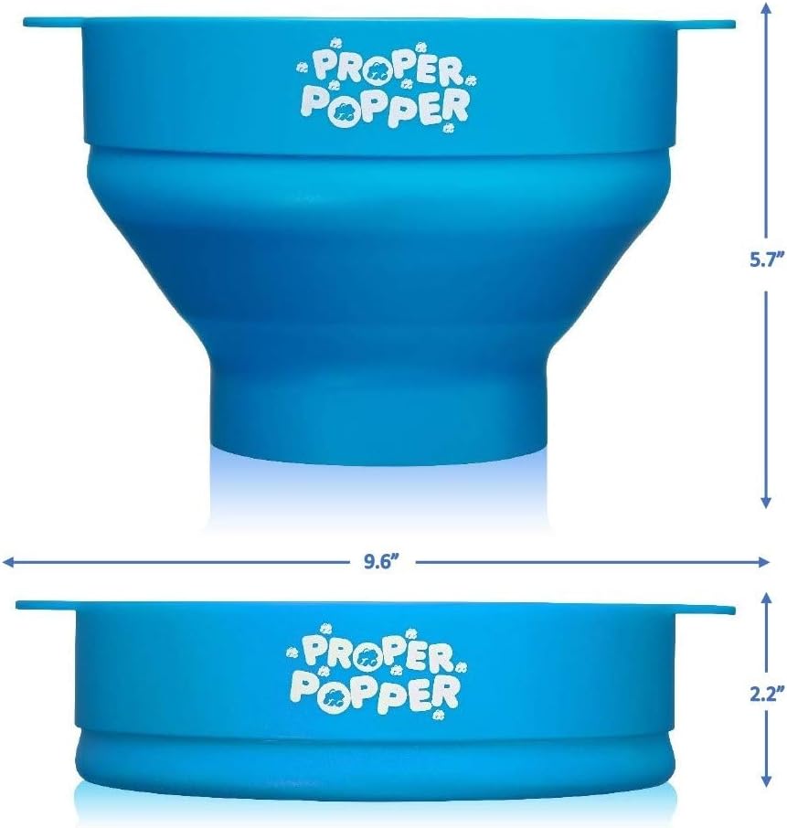 Proper Popper Microwave Popcorn Maker - Collapsible Silicone Bowl, BPA Free & Dishwasher Safe | Turquoise