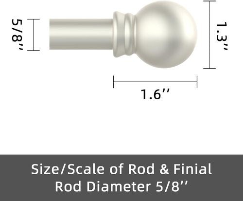 GXOACKJ Decorative Curtain Rods - Heavy Duty Metal, 32-48 Inch, Nickel Finish with Brackets