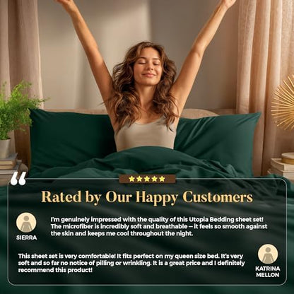 Utopia Bedding Full Bed Sheets Set - 4-Piece Brushed Microfiber - Fade & Shrinkage Resistant | Emerald Green