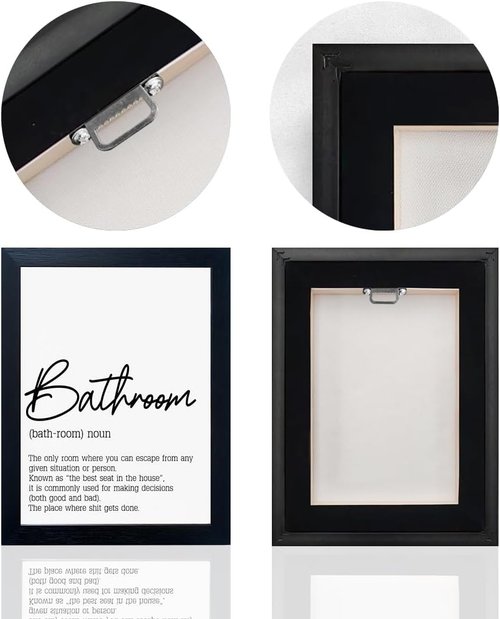 Boswaydeco Bathroom Wall Art - Modern Black and White Rules Canvas Decor for Guest Washroom