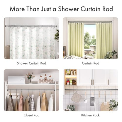 AmazerBath Spring Tension Shower Curtain Rod, 31-46.5 Inches Heavy Duty Shower Rod Rust Proof Bathroom Curtain Rod, Adjustable Shower Tension Rod No Drill Easy Segmented Installation, Black