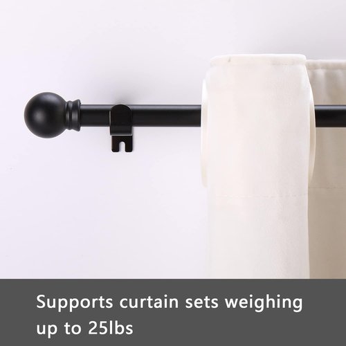 GXOACKJ Black Curtain Rods - Heavy Duty 5/8 Inch Metal Set for Windows 32 to 48 Inch | 2 Pack with Brackets