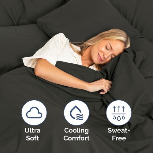 Comfy 4-Piece Sheet Set by [Brand Name] - Breathable & Cooling Luxury Bedding - Deep Pockets, Ultra-Soft, Wrinkle-Free - Charcoal
