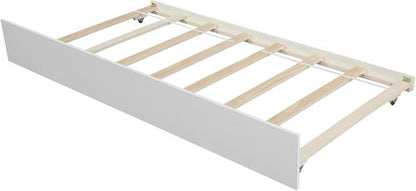 LostCat Twin Size Bed Frame - Solid Pinewood with Trundle & Headboard | No Box Spring Needed, White