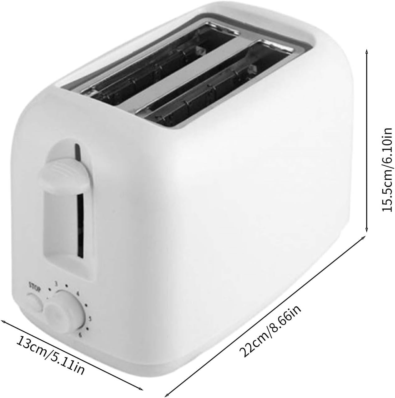 Skiennix Retro 2-Slice Toaster - Stainless Steel Design with 6 Functions & Removable Crumb Tray | White