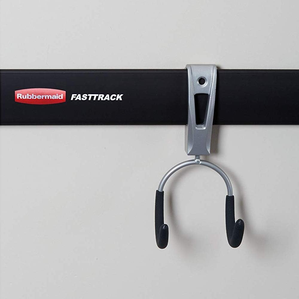 Rubbermaid Garage Hook Organizers - Powder Coated Metallic for Ladders, Tools & Bikes | 6 Pack