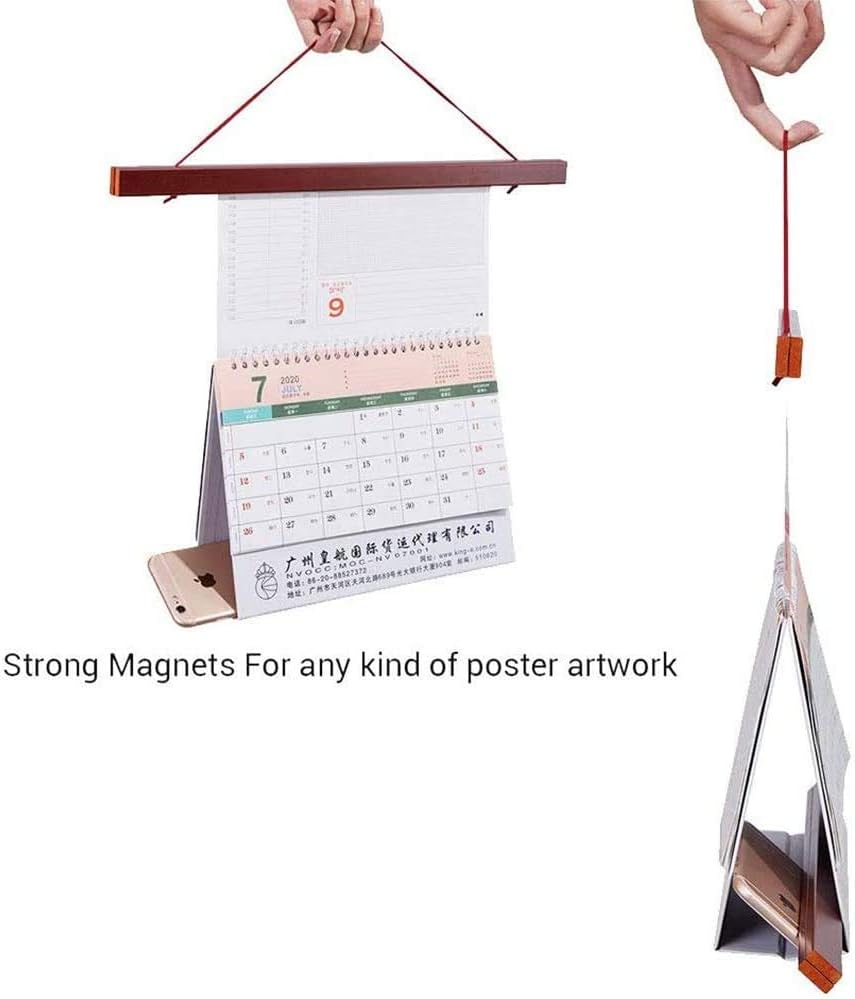 Benjia Magnetic Poster Hanger - Mahogany Wood Frame for 16x20, 16x22, 16x24 Prints | Easy Wall Display