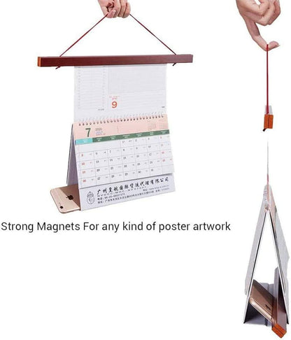 Benjia Magnetic Poster Hanger - Mahogany Wood Frame for 16x20, 16x22, 16x24 Prints | Easy Wall Display