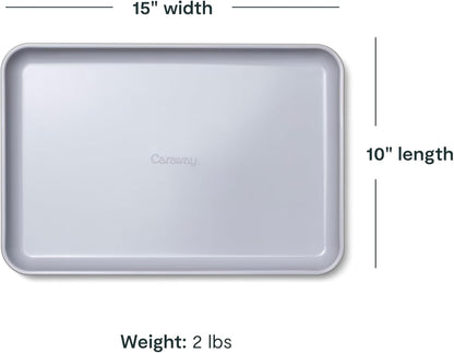 Caraway Non-Stick Ceramic Baking Sheet Duo - Eco-Friendly, PTFE & PFOA Free - Perfect for Baking & Roasting - Medium (15" x 10") - Gray
