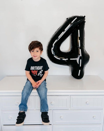 Race Car 8 Balloon - 40 Inch Number Balloon for Boys' 8th Birthday Racing Party Decorations