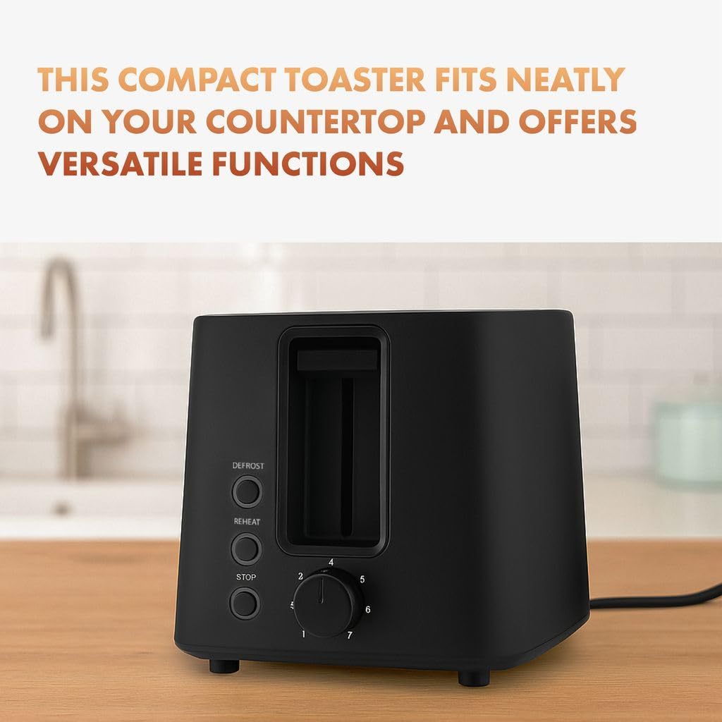 Newhouse 700W Black 2-Slice Toaster - Auto Pop-Up & Cool-To-Touch Kitchen Essential for Modern Homes