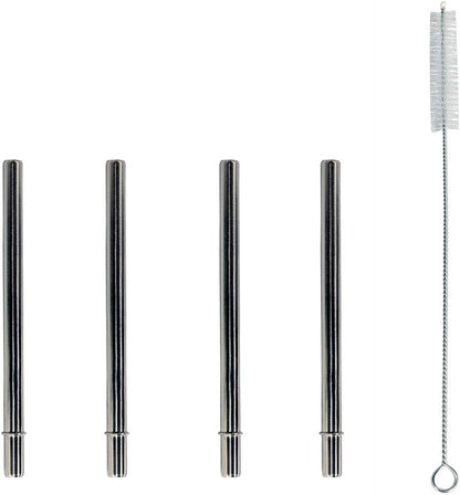 Skiennix Extra Short Stainless Steel Straws - Perfect for 12oz Thermos & Cocktails | 4 Pack + Cleaning Brush