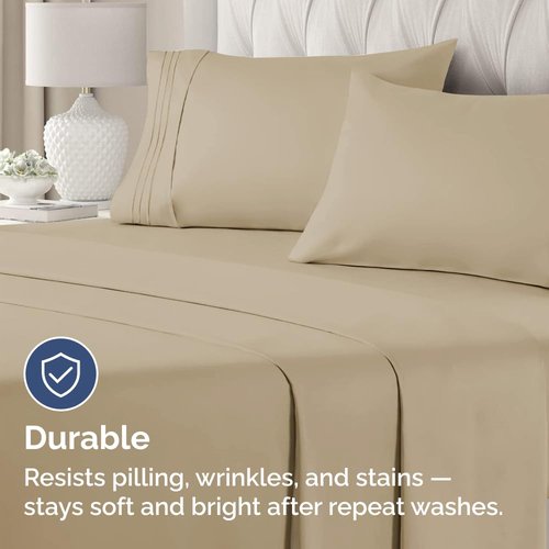 Standard Pillow Cases Set of 4 - Ultra Soft Hotel Quality Pillowcase Covers - Comfy Cozy Bedding for Women, Men, Kids & Teens - Machine Washable Pillow Protectors - 4 Piece Set - Standard Size Beige