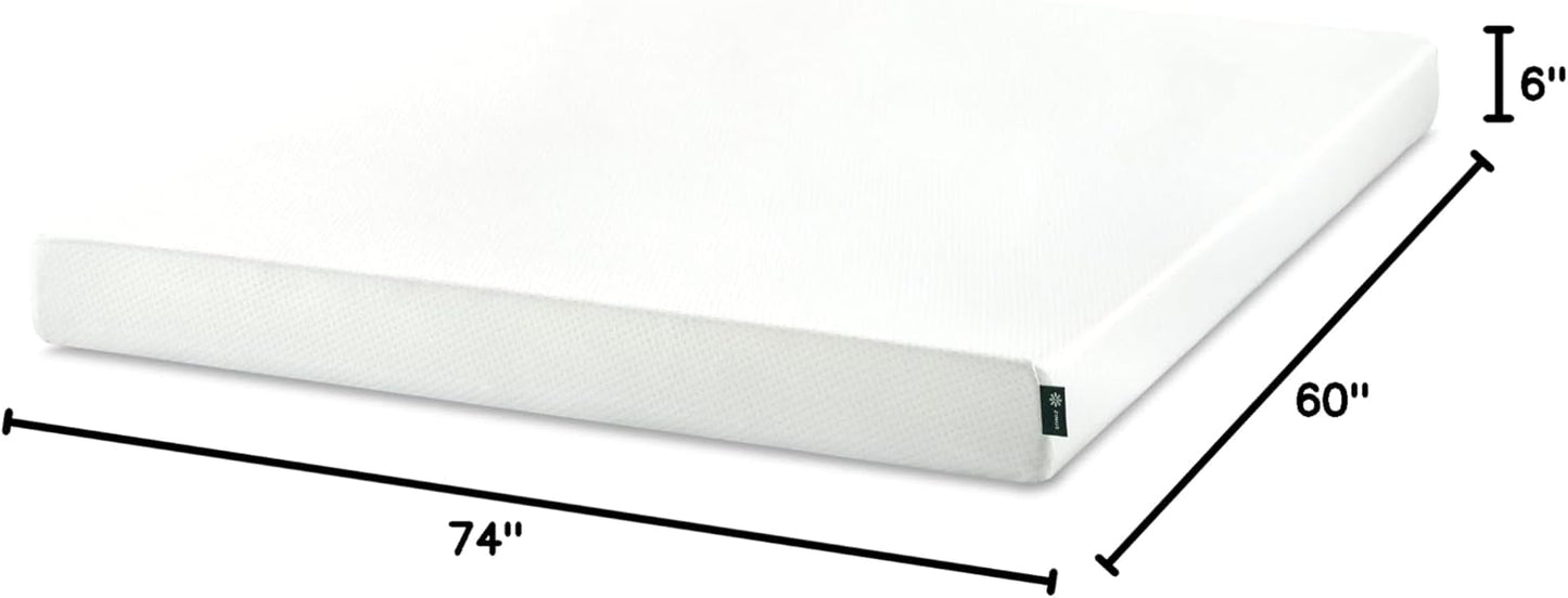 ZINUS 6-Inch Short Queen Green Tea Memory Foam Mattress - Medium Firm, Zoned Pressure Relief, Fiberglass Free
