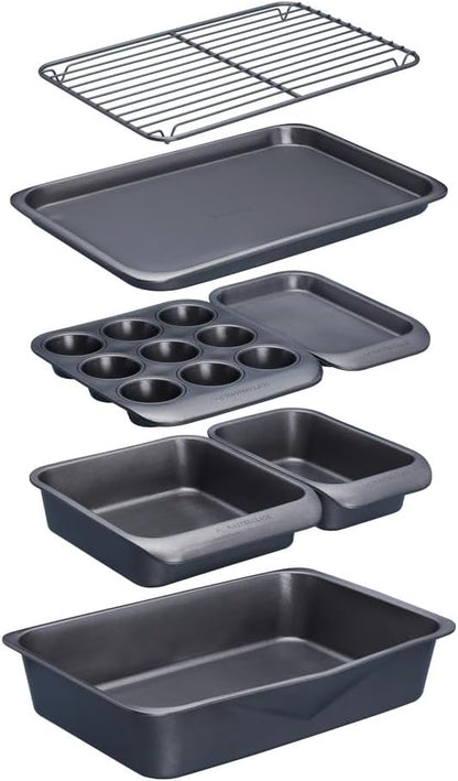 Seven-First KitchenCraft Smart Space Non-Stick Carbon Steel Bakeware Set - 7 Piece Stackable Set