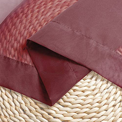 OWENIE Short Burgundy Red Sheer Curtains 36 Inches 2 Panels Set - Kitchen Tiers Valances Curtains Light Filter Rod Pocket Voile Cafe Curtains for Kitchen Bathroom Small Half Window, 42 in W x 36 in L