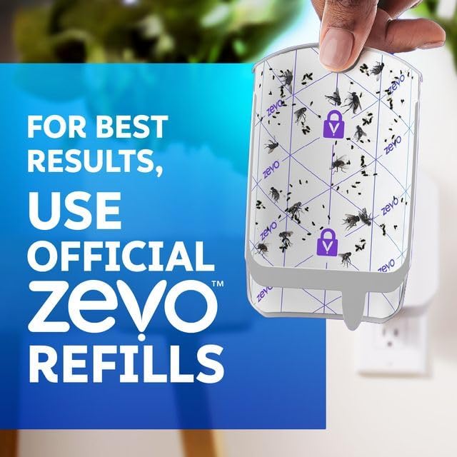 Zevo Flying Insect Trap & Cartridge - Plug in Fly Trap & Indoor Bug Catcher for Gnats, House & Fruit Flies - Mess-Free - Use in Any Room - Uses Blue & UV Light (1 Plug in Device & 1 Cartridge)