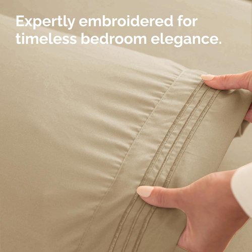 King Standard Pillow Cases Set of 4 - Soft Hotel Quality Pillowcase Covers - Comfy Bedding for Women, Men, Kids & Teens - Machine Washable Pillow Protectors - 4 Piece Set - King Standard Size Beige