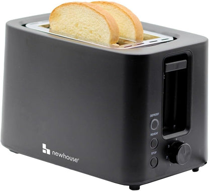 Newhouse 700W Black 2-Slice Toaster - Auto Pop-Up & Cool-To-Touch Kitchen Essential for Modern Homes