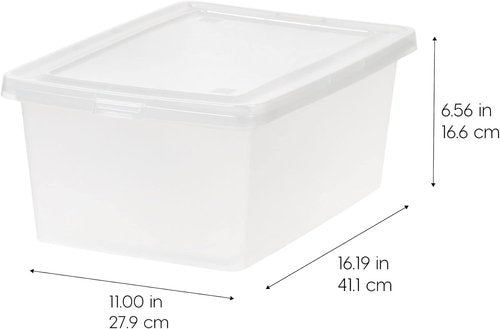 IRIS USA Storage Bins - 12-Pack Clear Stackable Containers for Shoes | 15 Quart, BPA-Free Plastic