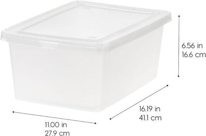 IRIS USA Storage Bins - 12-Pack Clear Stackable Containers for Shoes | 15 Quart, BPA-Free Plastic