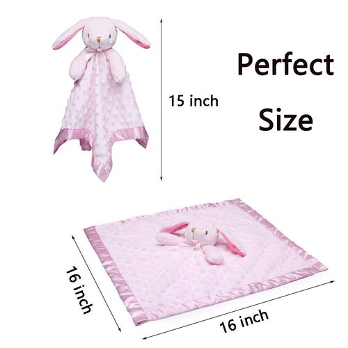 Pro Goleem Baby Blanket with Pink Bunny Security Blanket Newborn Girl Gifts Set