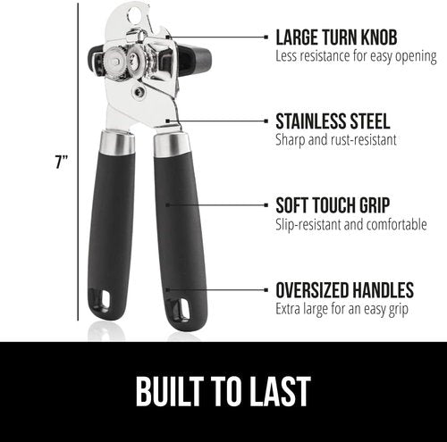 Gorilla Grip Can Opener & Mortar Pestle Set - Black | 1.5 Cup Capacity & Bottle Opener Included