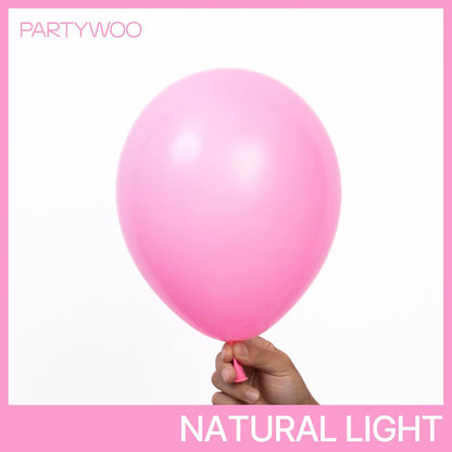 PartyWoo Pink Balloons - 100pcs 12 Inch Matte Pink Balloon Arch Kit for Baby Showers & Parties