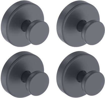 Bntuk Suction Cup Hooks - Removable Towel Hooks for Shower & Bathroom | 4 Pack, Grey