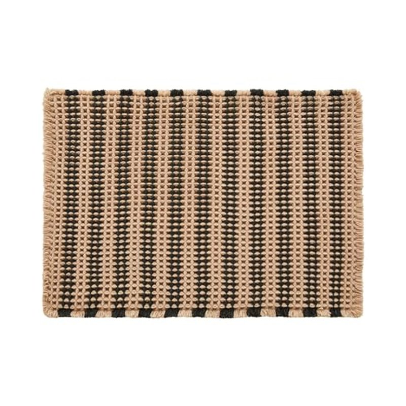 TYUU Waffle Bath Mat, Boho Bathroom Rugs Non Slip Washable Super Absorbent Quick Dry Bath Mat Farmhouse Bathroom Decor, 24"x16" Khaki and White