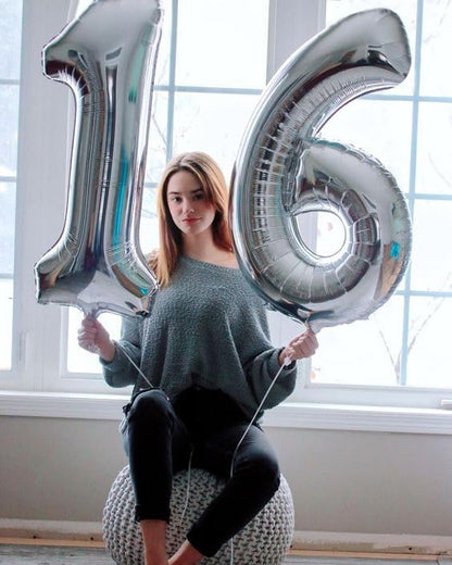 Silver Number 40 Balloon - 40 Inch Giant Foil Balloon for 40th Birthday Party Decorations