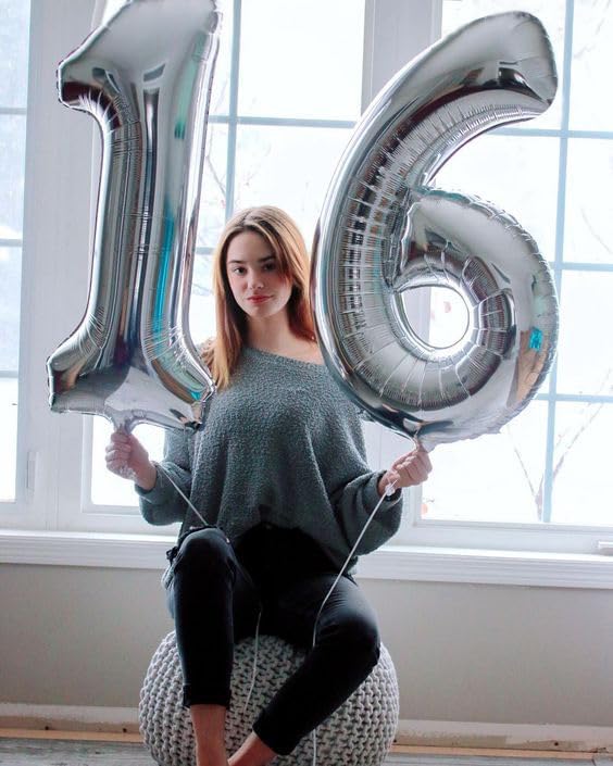 Silver Number 12 Balloon - 40 Inch Giant Foil Balloon for 12th Birthday Party Decorations