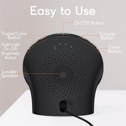 BrownNoise White Noise Machine with 30 Soothing Sounds 12 Colors Night Light and Sound Machine 36 Volume Levels 4 Timers and Memory Function 10 Adjustable Brightness Sleep Machine for Baby Adults Kids