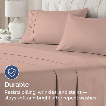 Skiennix Standard Pillow Cases Set of 2 - Ultra-Soft Hotel Quality - Wrinkle-Free & Stain Resistant - Mauve