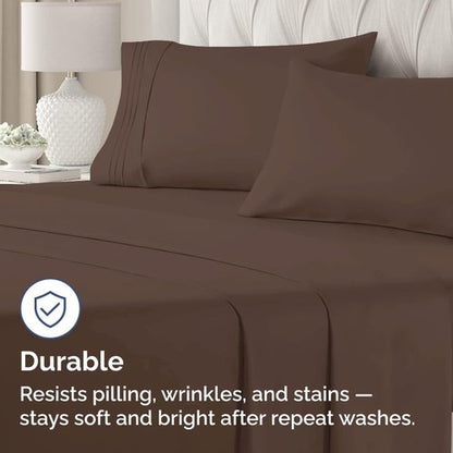 King Standard Pillow Cases Set of 2 - Ultra-Soft Hotel Quality Pillowcase Covers - Comfy, Cozy & Fade Free - Wrinkle Resistant - Machine Washable Pillow Protectors - 2 Piece Set - King Standard Brown