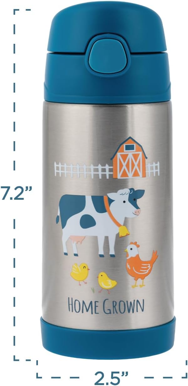 Stephen Joseph Insulated Water Bottle - Double Wall Stainless Steel, BPA-Free, 11.8 Ounces, Dino Design