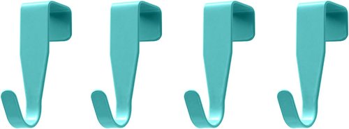 Eywlwaar Over The Cabinet Door Hooks - 4-Pack Single Hook Set in Blue for Space-Saving Storage