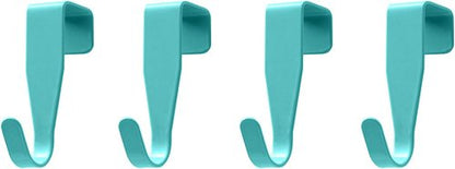 Eywlwaar Over The Cabinet Door Hooks - 4-Pack Single Hook Set in Blue for Space-Saving Storage