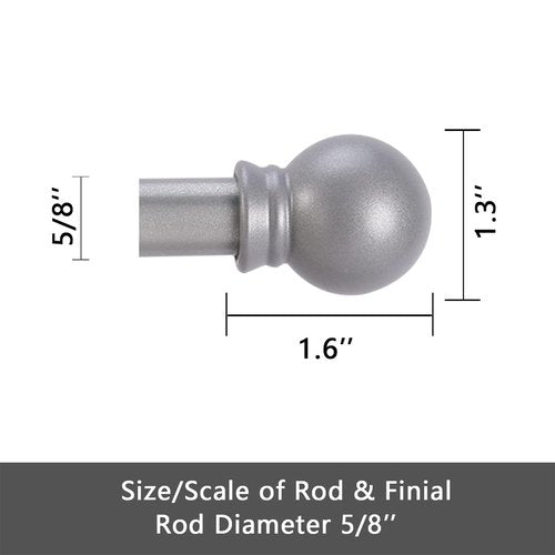 GXOACKJ Curtain Rods for windows 66-120 inch, 5/8 inch Decorative Silver Splicing Heavy Duty Metal Curtain Rod set with Brackets