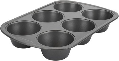 GoodCook Jumbo Texas Muffin Pan - Nonstick Steel, 6-Cup, Gray | Pack of 12
