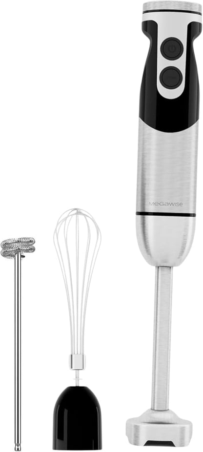 MegaWise 3-in-1 Immersion Hand Blender - Powerful 12-Speed with Titanium Reinforced Blades | Black