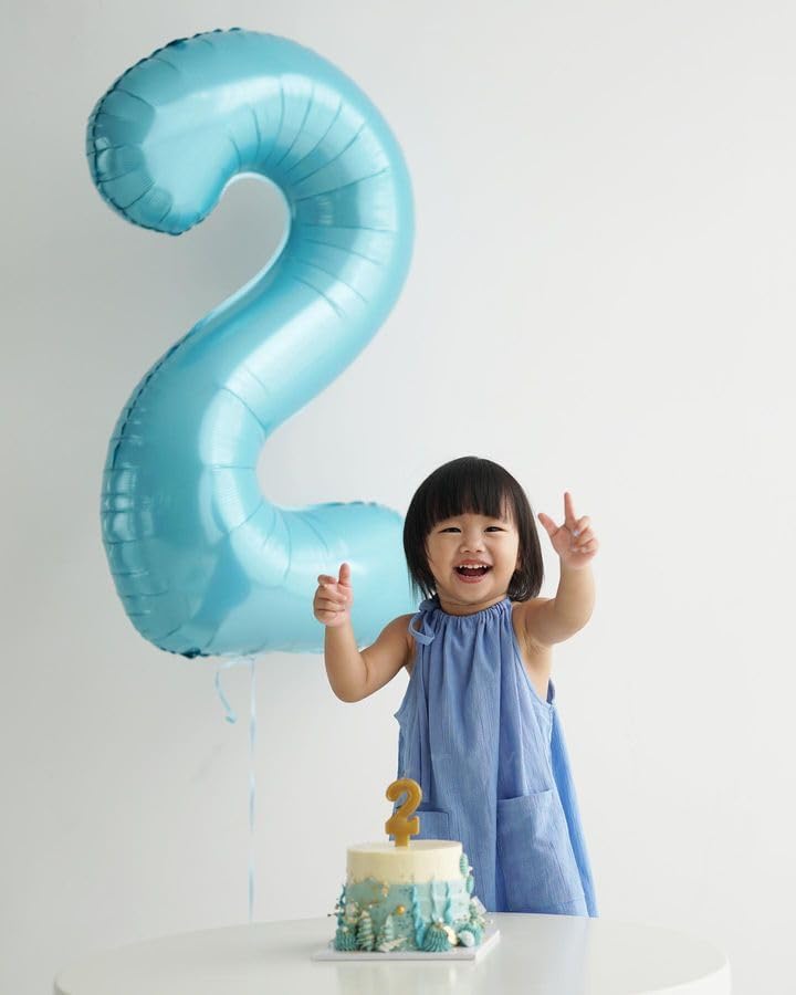 Pearlescent Blue Number 8 Balloon - 40 Inch Birthday Decorations for Boys & Girls