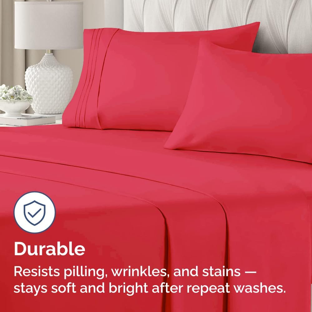 CGK Unlimited King Size Microfiber Pillowcase Set - Soft & Durable, 4 Pieces in Red