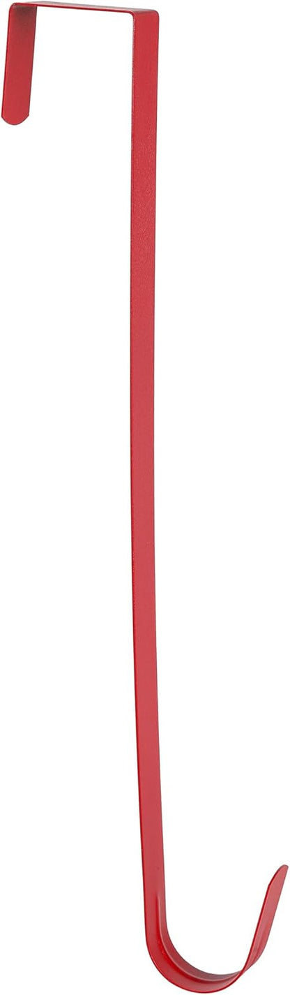 Sattiyrch 15" Wreath Hanger - Sturdy Steel Over The Door Hook for Front Door (Red, 4")