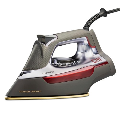 CHI Steam Iron for Clothes with 300+ Holes for Powerful Steam ing, Temperature Guide Dial, 1700 Watts, XL 10’ Cord, 3-Way Auto Shutoff, Titanium Infused Ceramic Soleplate, Silver (13101)