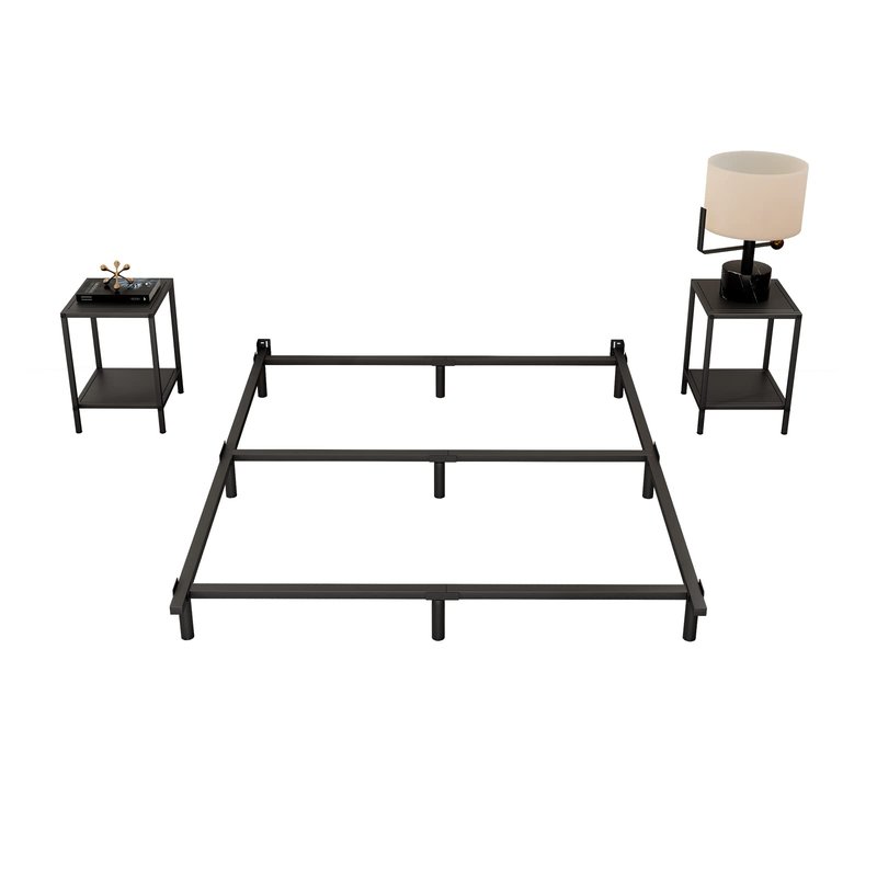 NEW JETO Metal Bed Frame,Sturdy Platform,Heavy Duty Sturdy Bed Frame Black King,9 Legs Support,Easy to Assemble,Without Taking Up Space and Easy to Move