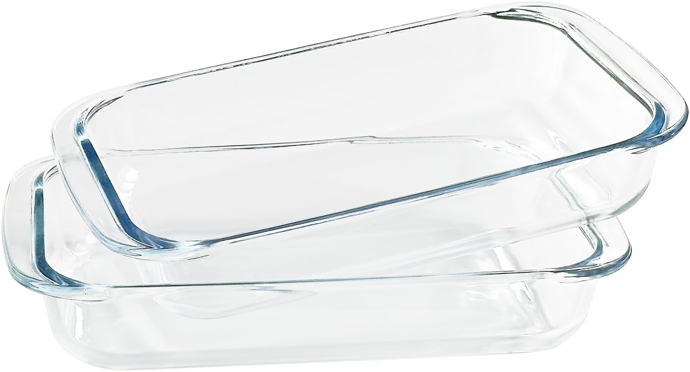 Tempered Glass Oblong Baking Dishes by [Brand Name] - 2 Pack Personal-Sized Cookware | 1 Quart