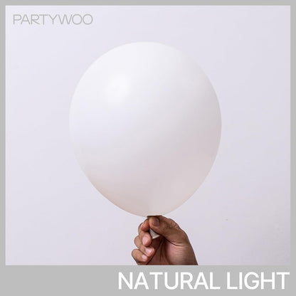 PartyWoo White Balloons - 101pcs 12-Inch Matte Latex for Weddings, Graduations & Celebrations