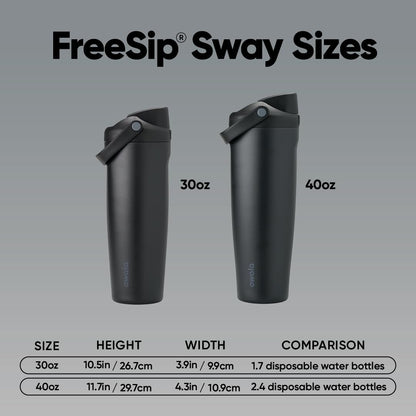 Owala FreeSip Sway - 40-Oz. Stainless Steel Water Bottle - Sleek Black Design